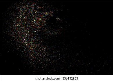 Colorful confetti vector. Grainy abstract  colorful texture on a black background. Design element. Vector illustration,eps 10.