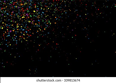 Colorful confetti vector. Grainy abstract  colorful texture on a black background. Design element. Vector illustration,eps 10.