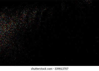 Colorful confetti vector. Grainy abstract  colorful texture on a black background. Design element. Vector illustration,eps 10.