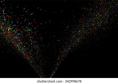 Colorful confetti vector. Grainy abstract  colorful texture on a black background. Design element. Vector illustration,eps 10.