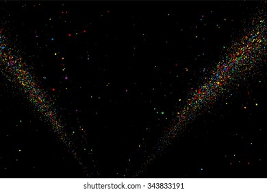 Colorful confetti vector. Grainy abstract  colorful texture on a black background. Design element. Vector illustration,eps 10.
