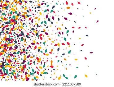 Colorful Confetti Vector White Background. Orange Foliage Poster Card. Bio Leaf Backdrop. Autumn Leaf Template.