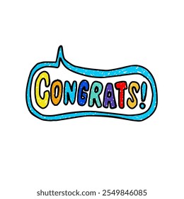 colorful congrats text vector illustration with free scribble style suitable for sticker, greeting card, celebration