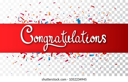 Colorful Congratulations banner , isolated on transparent background