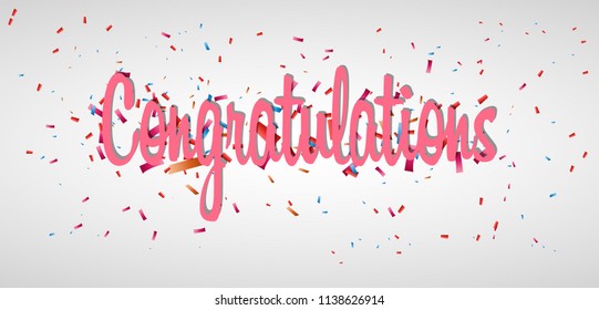 Colorful Congratulations banner , isolated on transparent background