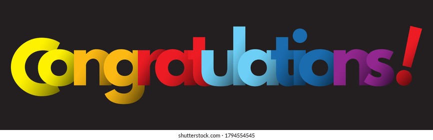 Colorful congratulations text banner. Vector paper illustration.