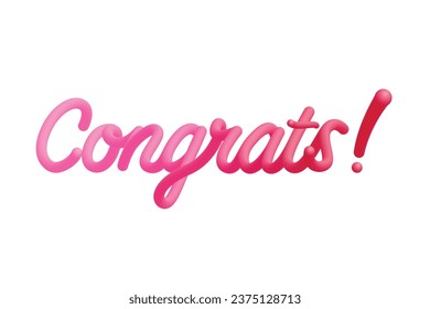 Colorful congratulations writing text, with a 3D balloon effect.