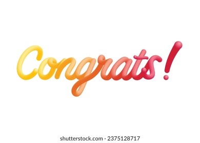 Colorful congratulations writing text, with a 3D balloon effect.