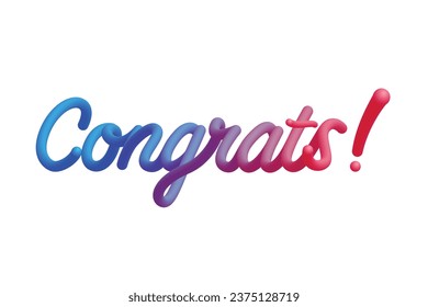 Colorful congratulations writing text, with a 3D balloon effect.