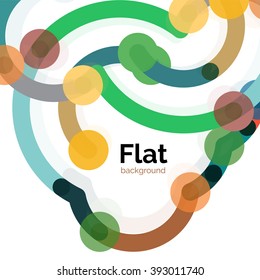 Colorful connected lines on white. Flat design abstract background