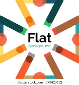 Colorful connected lines on white. Flat design abstract background