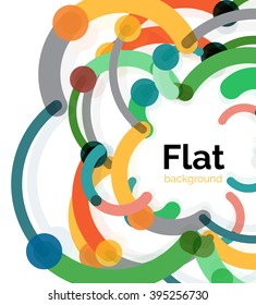 Colorful connected lines on white. Flat design abstract background