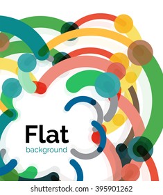 Colorful connected lines on white. Flat design abstract background
