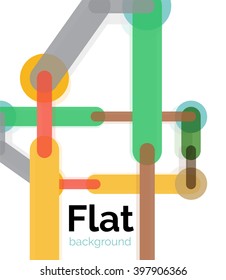 Coloridas líneas conectadas en blanco. Fondo abstracto de diseño plano