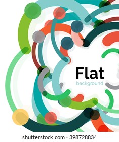 Farbige Verbindungslinien auf Weiß. Flaches Design, abstrakter Hintergrund
