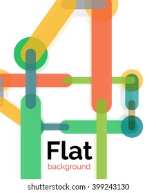 Colorful connected lines on white. Flat design abstract background