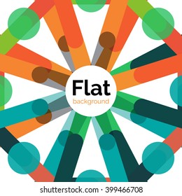 Colorful connected lines on white. Flat design abstract background