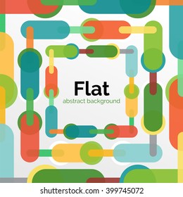 Colorful connected lines on white. Flat design abstract background