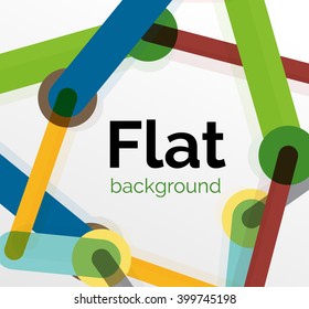 Colorful connected lines on white. Flat design abstract background