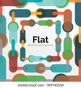 Colorful connected lines on white. Flat design abstract background