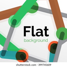 Colorful connected lines on white. Flat design abstract background