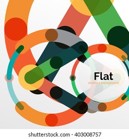 Colorful connected lines on white. Flat design abstract background