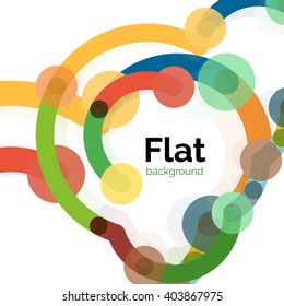 Colorful connected lines on white. Flat design abstract background