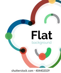 Colorful connected lines on white. Flat design abstract background