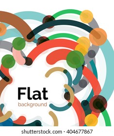 Colorful connected lines on white. Flat design abstract background