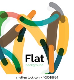 Colorful connected lines on white. Flat design abstract background