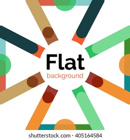Coloridas líneas conectadas en blanco. Fondo abstracto de diseño plano