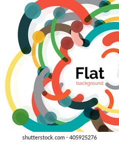 Colorful connected lines on white. Flat design abstract background