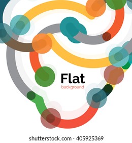Colorful connected lines on white. Flat design abstract background