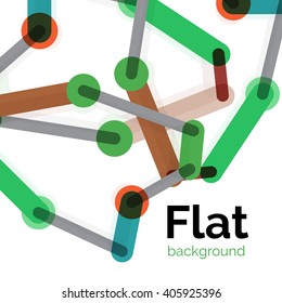 Coloridas líneas conectadas en blanco. Fondo abstracto de diseño plano