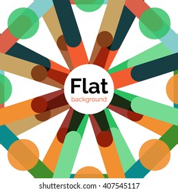 Colorful connected lines on white. Flat design abstract background