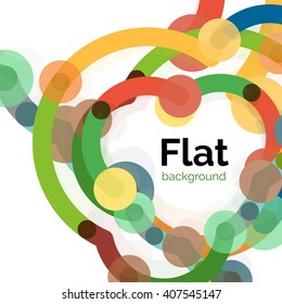 Colorful connected lines on white. Flat design abstract background