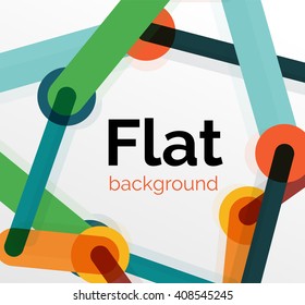 Colorful connected lines on white. Flat design abstract background