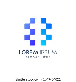 colorful connecting pixels logo design