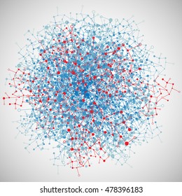Colorful connection map on a grey background, vector illustration