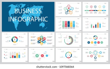 Colorful consulting or planning concept infographic charts set