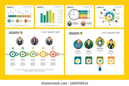 Colorful consulting or workflow concept infographic charts set. Business design elements for presentation slide templates. Can be used for financial report, workflow layout and brochure design.