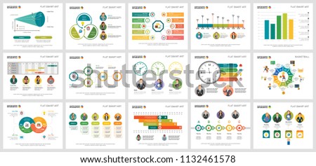 Colorful consulting or workflow concept infographic charts set. Business design elements for presentation slide templates. Can be used for financial report, workflow layout and brochure design.