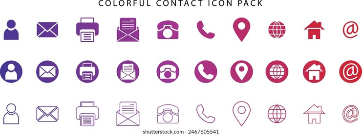 Colorido Contacto Vector icono pack