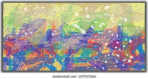 Colorful contemporary abstract painting illustration