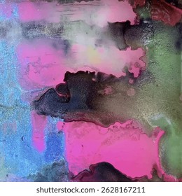 Arte contemporânea colorida. Traços de cores de tinta. Pinceladas no plano de fundo abstrato. Pintura de pincel.