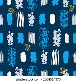 Colorful contemporary seamless pattern with abstract shapes. Modern collage illustration in vector