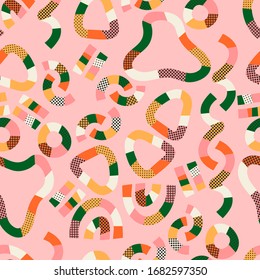 Colorful contemporary seamless pattern with abstract shapes. Modern collage illustration in vector