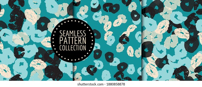 Colorful contemporary seamless pattern with abstract shapes. Modern collage illustration in vector
