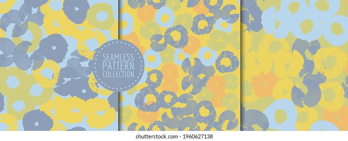 Colorful contemporary seamless pattern with abstract shapes. Modern collage illustration in vector