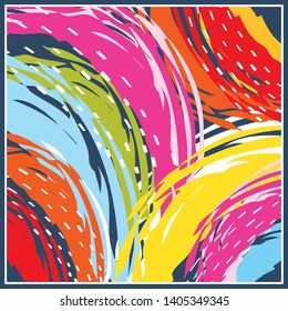 colorful contemporary silk scarf pattern